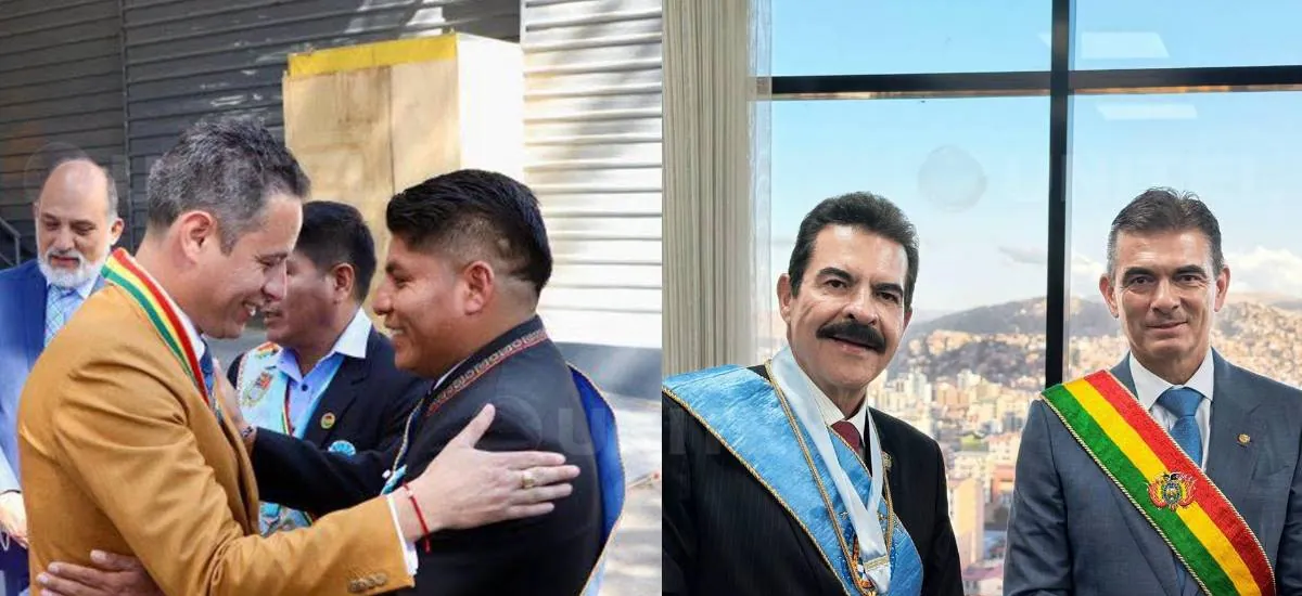 Lara posó junto a Loza y Paz con Manfred en los actos por el grito libertario de Cochabamba
