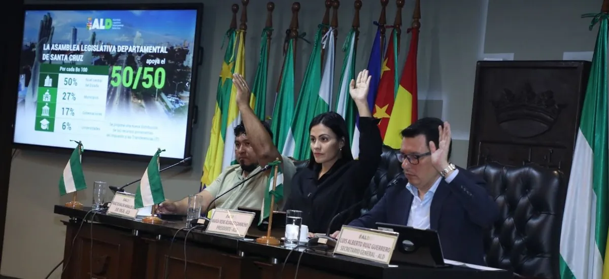 Asamblea cruceña cierra filas por el 50/50 y exige abrir debate del pacto fiscal