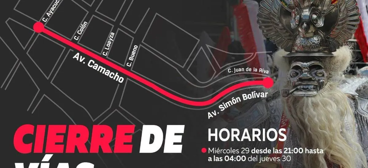 Tome previsiones: Cierran la avenida Camacho este viernes para la entrada del Gran Poder en La Paz