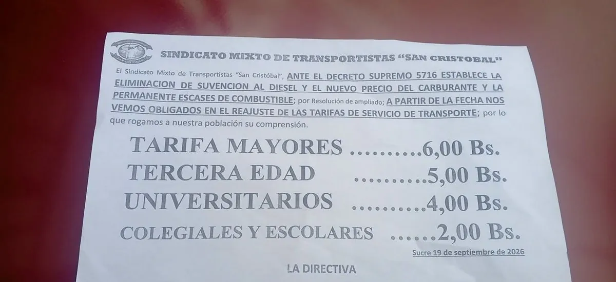 Transportistas de La Paz, Sucre y Santa Cruz analizan incrementar el precio del pasaje