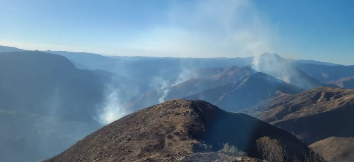 Se descontrola un incendio forestal en una zona montañosa de Tarija
