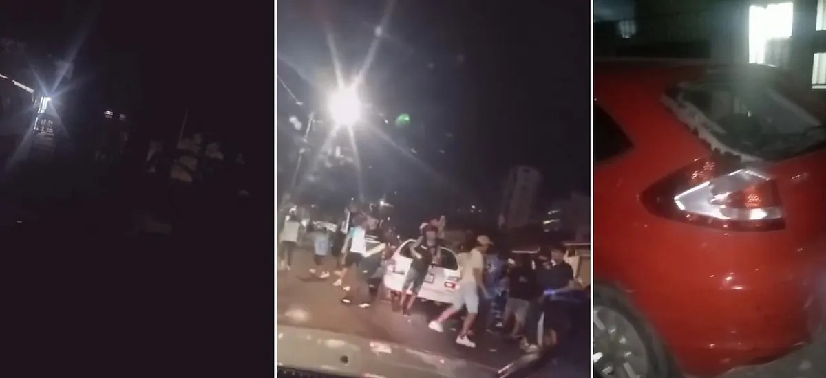 Turba de hinchas se enfrenta después del clásico cruceño y causa destrozos a vehículos